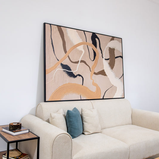 Tableau "Ligne beige et noir" ab-LBN