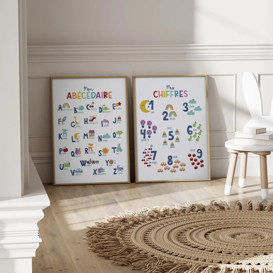 Tableau pour chambre d’enfant "Mon Abécédaire et Mes Chiffres" En-ACH