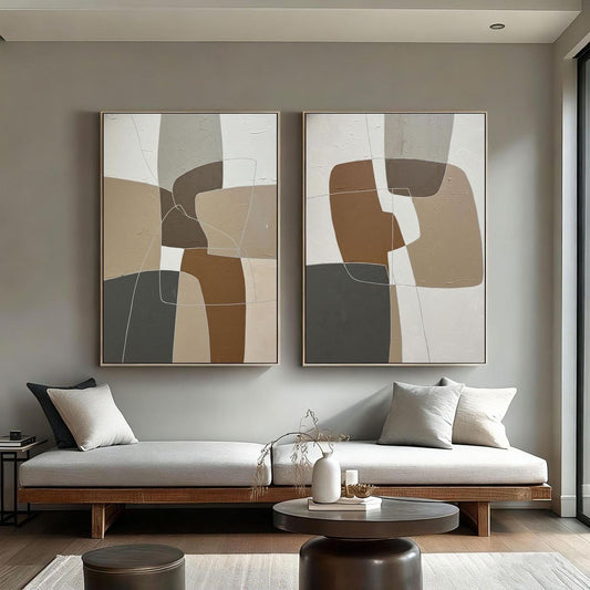 Duo Tableau abstrait " Géométrie Épurée" ab-GP