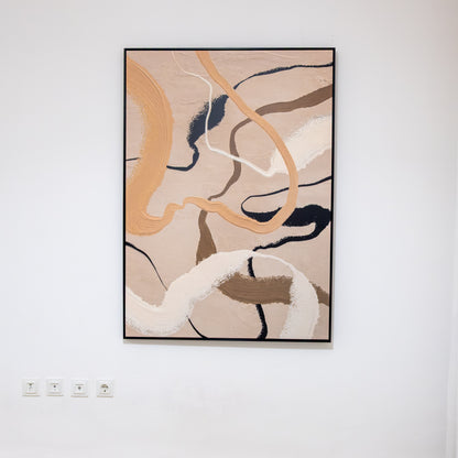 Tableau  "Ligne beige et noir" ab-LBN