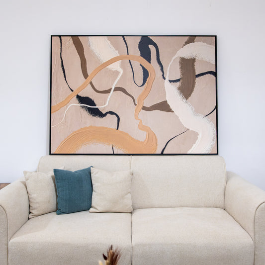 Tableau  "Ligne beige et noir" ab-LBN