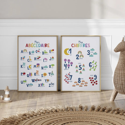 Tableau pour chambre d’enfant "Mon Abécédaire et Mes Chiffres" En-ACH
