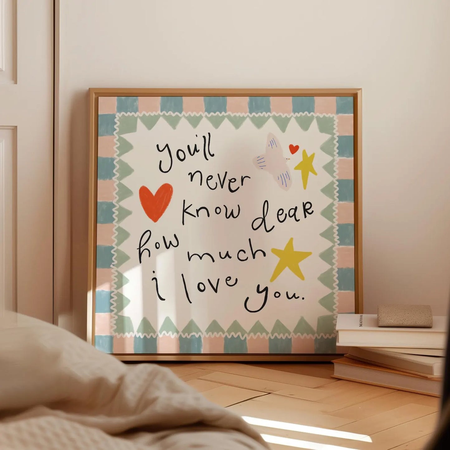Tableau pour chambre d’enfant "Message d'Amour" En-MDM