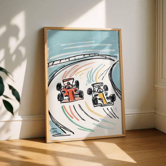 Tableau pour chambre d’enfant "Course Effrénée" En-CRF