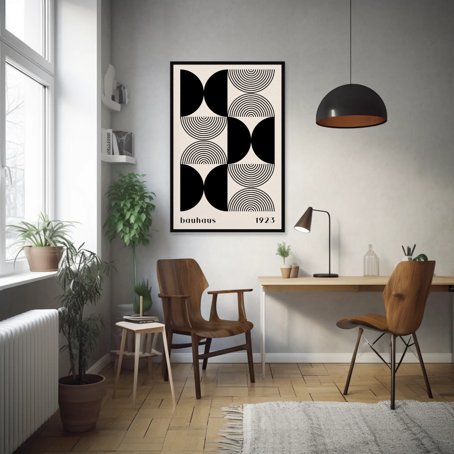 Tableau abstrait "Bauhaus Noir solo" Ab-BNS