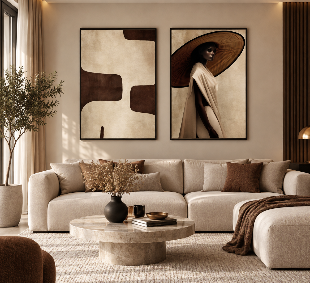 Duo Tableau abstrait " Duo d'Ombres" ab-DUO